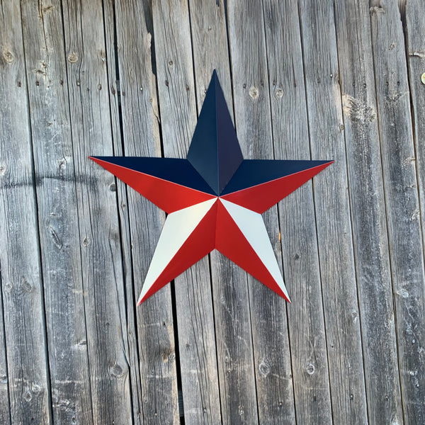 16",24",36" RED WHITE & BLUE METAL BARN STAR METAL WALL ART WESTERN HOME DECOR HANDMADE NEW ART #EH12939
