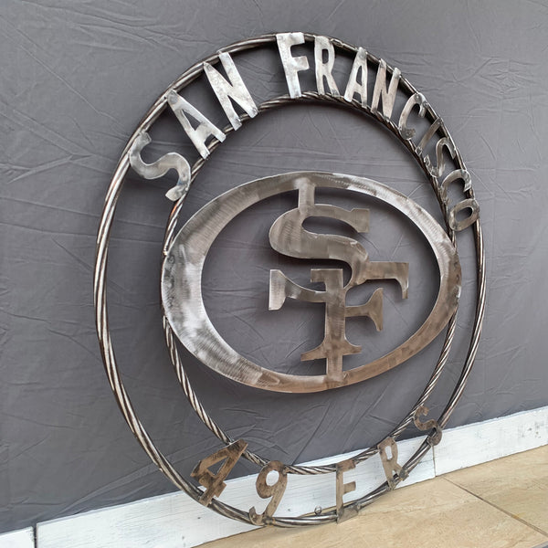 36" SAN FRANCISCO 49ERS CUSTOM RAW METAL VINTAGE CRAFT TEAM SIGN HAND MADE IN USA