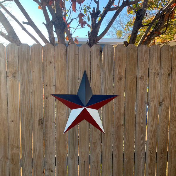16",24",36" RED WHITE & BLUE METAL BARN STAR METAL WALL ART WESTERN HOME DECOR HANDMADE NEW ART #EH12939