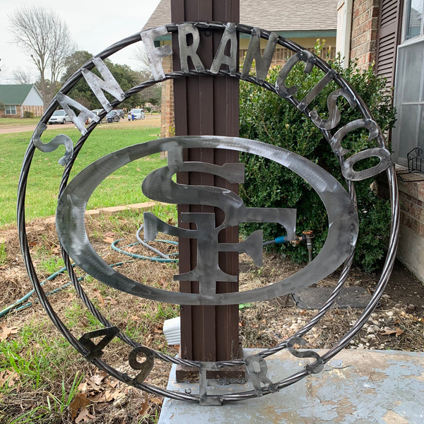 36" SAN FRANCISCO 49ERS CUSTOM RAW METAL VINTAGE CRAFT TEAM SIGN HAND MADE IN USA