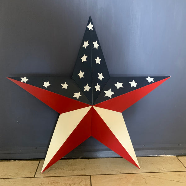 12",16",24",30",36" USA AMERICAN FLAG STAR RED WHITE & BLUE METAL BARN STAR METAL WALL ART HANDMADE