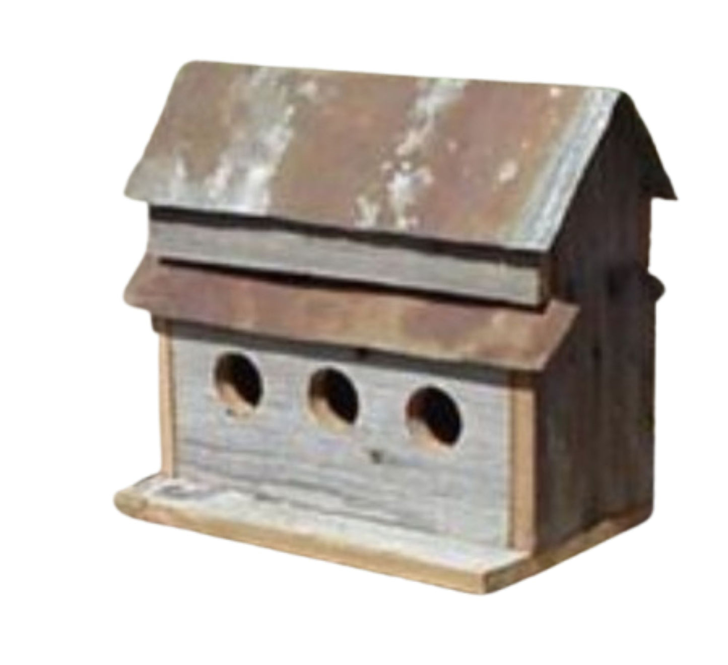 3 HOLE BIRDHOUSE 13"H BARN WOOD WESTERN HOME DECOR HANDMADE #EH13587