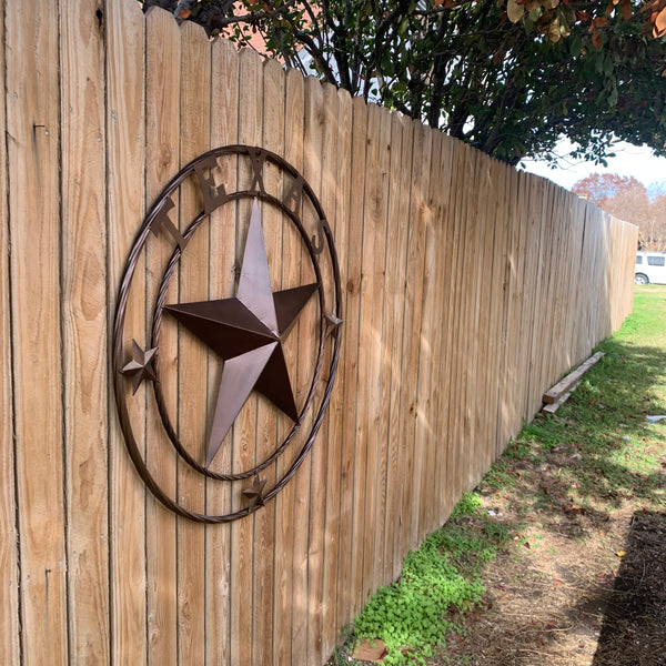 TEXAS LONESTAR WITH 3 SMALL STARS BARN STAR METAL RUSTIC BRONZE COPPER TWISTED ROPE RING WESTERN HOME DECOR HANDMADE NEW