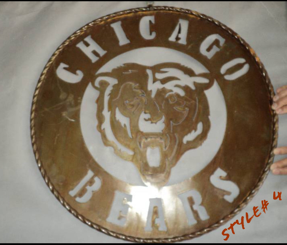 CHICAGO BEARS CUSTOM METAL VINTAGE CRAFT SIGN TEAM HANDMADE STYLE# 4