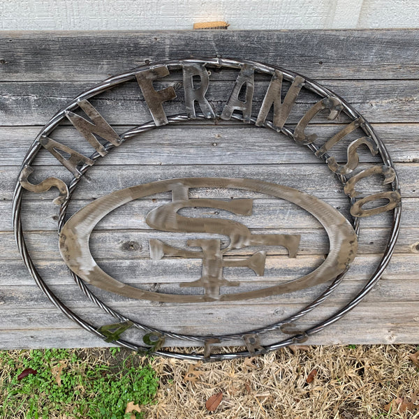 36" SAN FRANCISCO 49ERS CUSTOM RAW METAL VINTAGE CRAFT TEAM SIGN HAND MADE IN USA