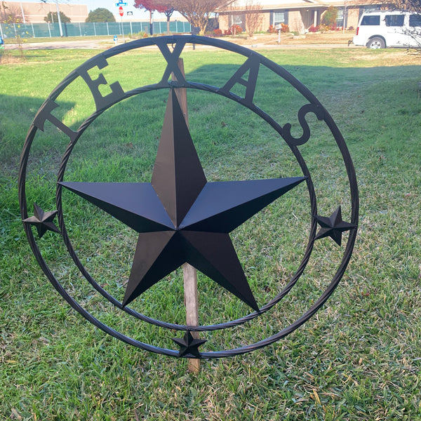 TEXAS LONESTAR WITH 3 SMALL STARS BARN STAR METAL RUSTIC BLACK TWISTED ROPE RING WESTERN HOME DECOR HANDMADE NEW