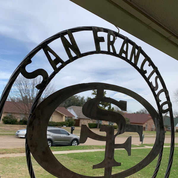 36" SAN FRANCISCO 49ERS CUSTOM RAW METAL VINTAGE CRAFT TEAM SIGN HAND MADE IN USA
