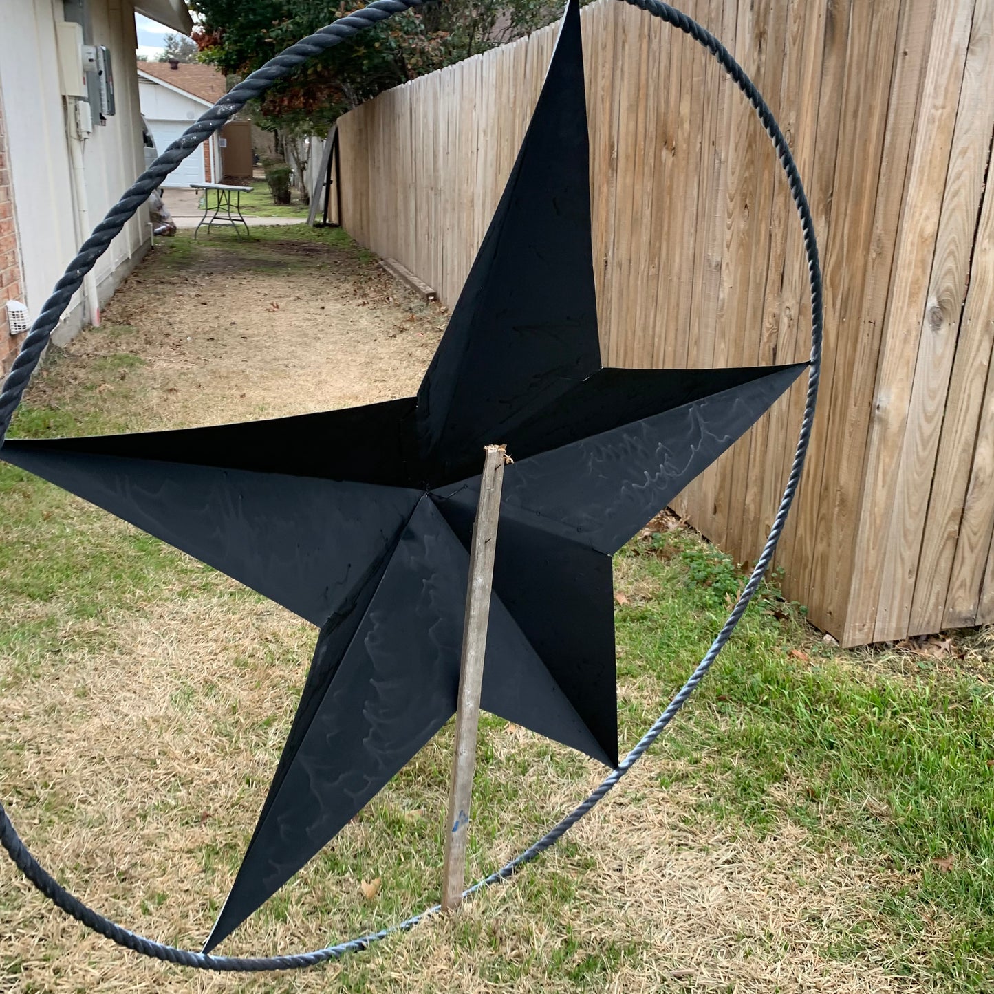 5 FOOT WHITE DISTRESSED STAR TWO TONE TEXTURE BARN STAR METAL LONESTAR TWISTED ROPE RING WESTERN HOME DECOR HANDMADE NEW