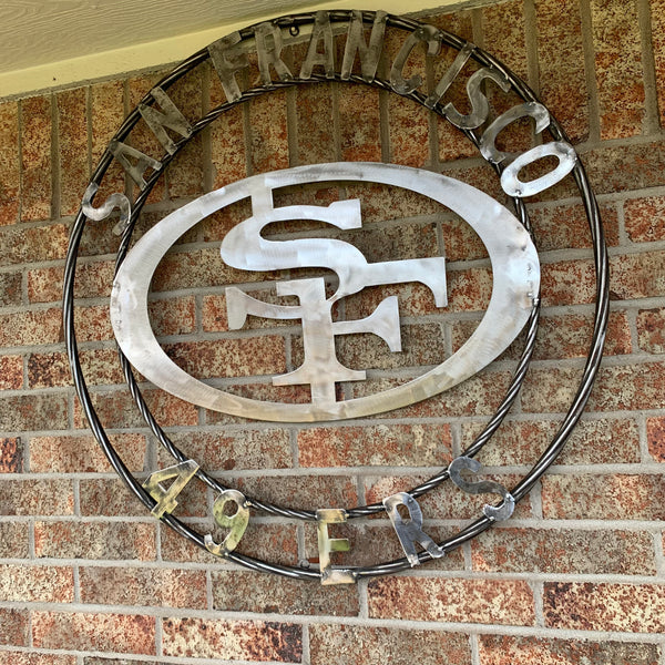 36" SAN FRANCISCO 49ERS CUSTOM RAW METAL VINTAGE CRAFT TEAM SIGN HAND MADE IN USA