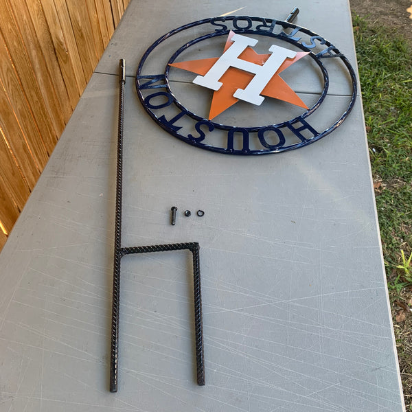 12",18",24",32", 36" HOUSTON ASTROS ON STAKE CUSTOM METAL VINTAGE CRAFT GARDEN SIGN HANDMADE
