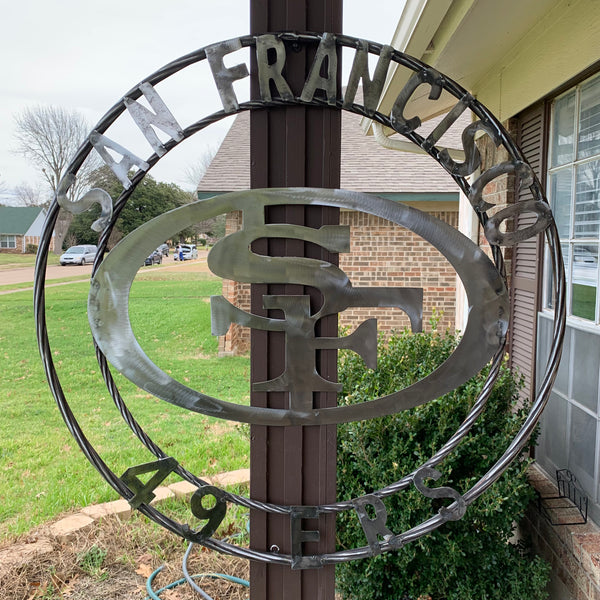 36" SAN FRANCISCO 49ERS CUSTOM RAW METAL VINTAGE CRAFT TEAM SIGN HAND MADE IN USA