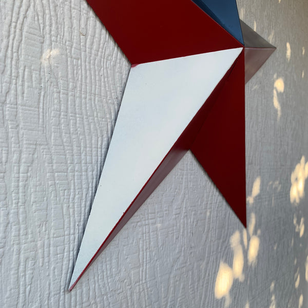 16",24",36" RED WHITE & BLUE METAL BARN STAR METAL WALL ART WESTERN HOME DECOR HANDMADE NEW ART #EH12939