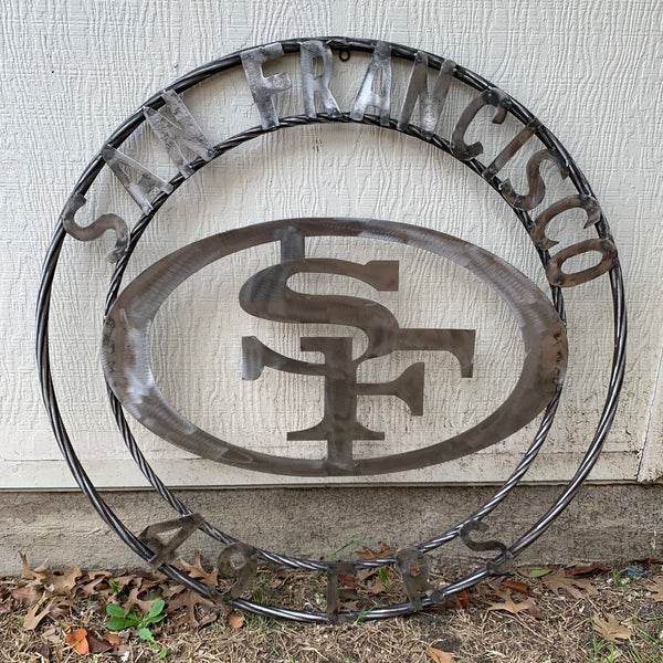 36" SAN FRANCISCO 49ERS CUSTOM RAW METAL VINTAGE CRAFT TEAM SIGN HAND MADE IN USA