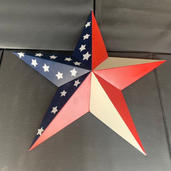 12",16",24",30",36" USA AMERICAN FLAG STAR RED WHITE & BLUE METAL BARN STAR METAL WALL ART HANDMADE