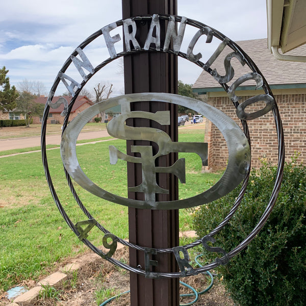 36" SAN FRANCISCO 49ERS CUSTOM RAW METAL VINTAGE CRAFT TEAM SIGN HAND MADE IN USA