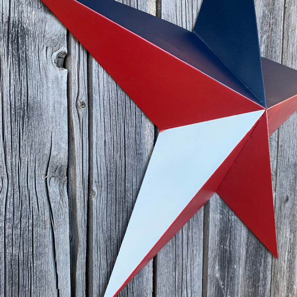 16",24",36" RED WHITE & BLUE METAL BARN STAR METAL WALL ART WESTERN HOME DECOR HANDMADE NEW ART #EH12939