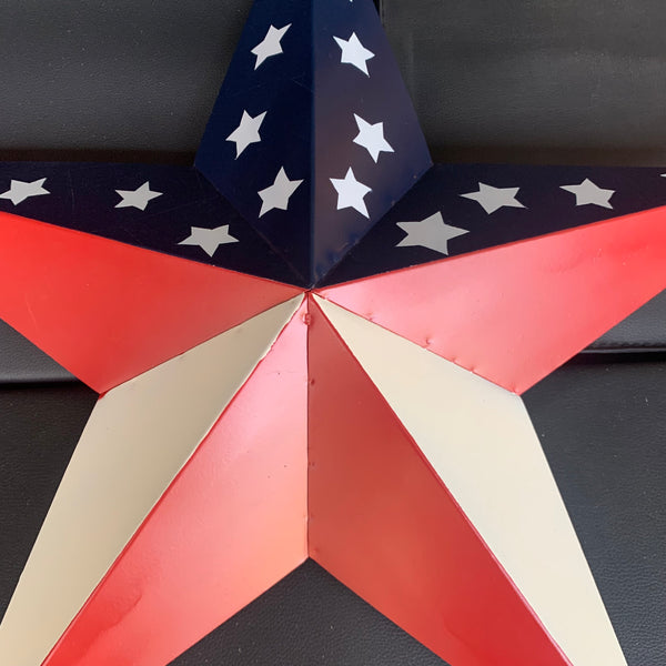 12",16",24",30",36" USA AMERICAN FLAG STAR RED WHITE & BLUE METAL BARN STAR METAL WALL ART HANDMADE