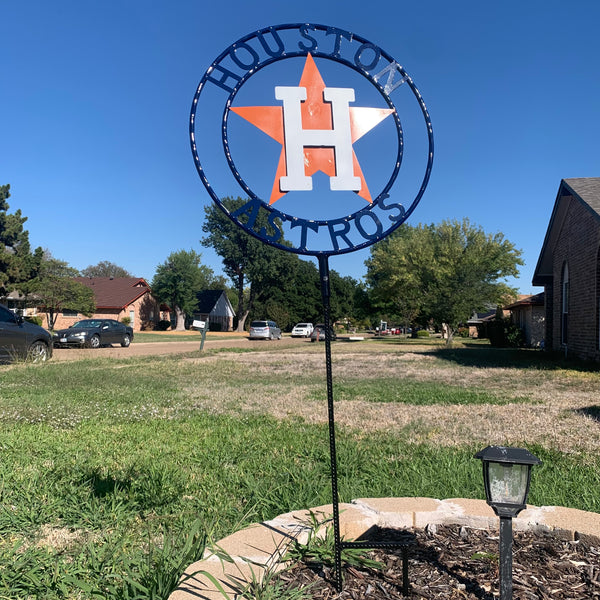 12",18",24",32", 36" HOUSTON ASTROS ON STAKE CUSTOM METAL VINTAGE CRAFT GARDEN SIGN HANDMADE