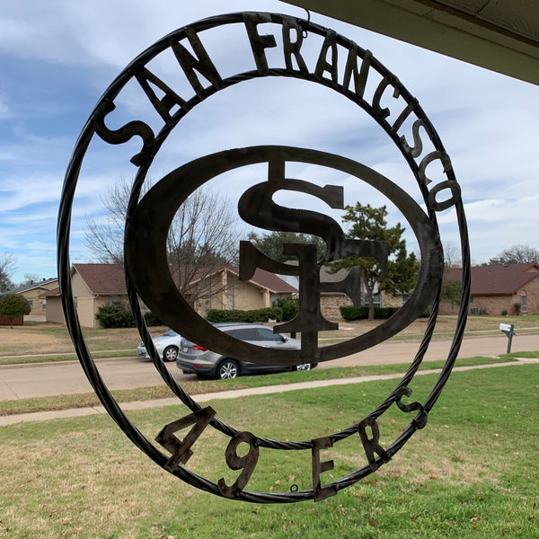 36" SAN FRANCISCO 49ERS CUSTOM RAW METAL VINTAGE CRAFT TEAM SIGN HAND MADE IN USA