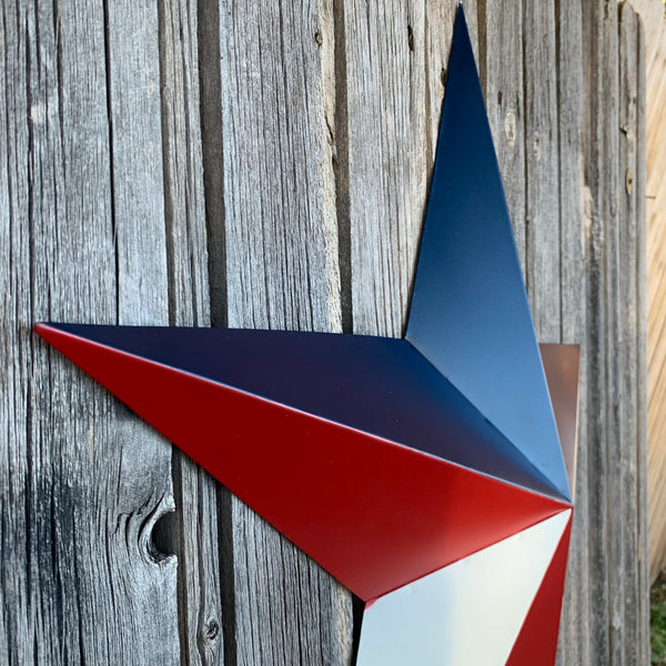 16",24",36" RED WHITE & BLUE METAL BARN STAR METAL WALL ART WESTERN HOME DECOR HANDMADE NEW ART #EH12939