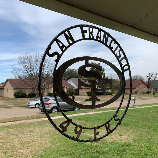 36" SAN FRANCISCO 49ERS CUSTOM RAW METAL VINTAGE CRAFT TEAM SIGN HAND MADE IN USA