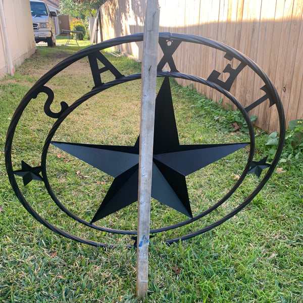 TEXAS LONESTAR WITH 3 SMALL STARS BARN STAR METAL RUSTIC BLACK TWISTED ROPE RING WESTERN HOME DECOR HANDMADE NEW