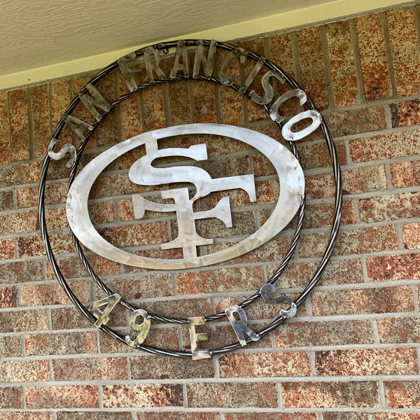 36" SAN FRANCISCO 49ERS CUSTOM RAW METAL VINTAGE CRAFT TEAM SIGN HAND MADE IN USA
