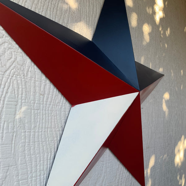 16",24",36" RED WHITE & BLUE METAL BARN STAR METAL WALL ART WESTERN HOME DECOR HANDMADE NEW ART #EH12939