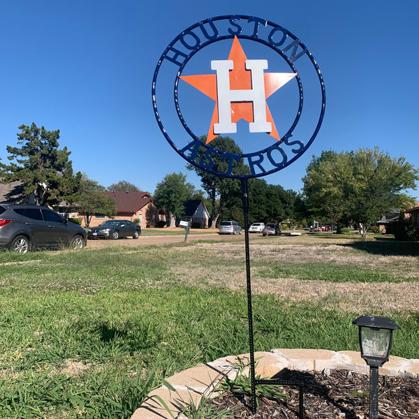 12",18",24",32", 36" HOUSTON ASTROS ON STAKE CUSTOM METAL VINTAGE CRAFT GARDEN SIGN HANDMADE