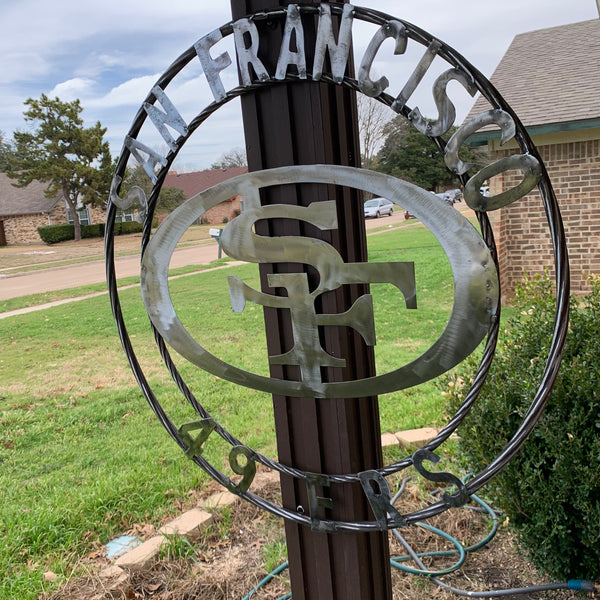 36" SAN FRANCISCO 49ERS CUSTOM RAW METAL VINTAGE CRAFT TEAM SIGN HAND MADE IN USA