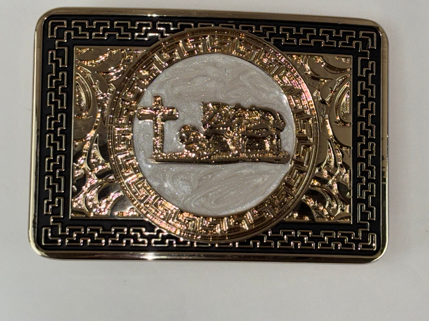 COWBOY PRAYER BELT BUCKLE GOLD WESTERN METAL BUCKLE FASHION ART 4.5" X 3.5" #EH13230