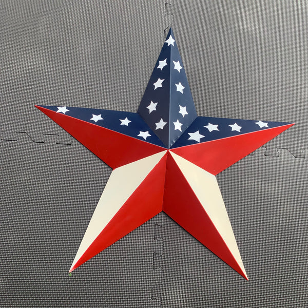 12",16",24",30",36" USA AMERICAN FLAG STAR RED WHITE & BLUE METAL BARN STAR METAL WALL ART HANDMADE