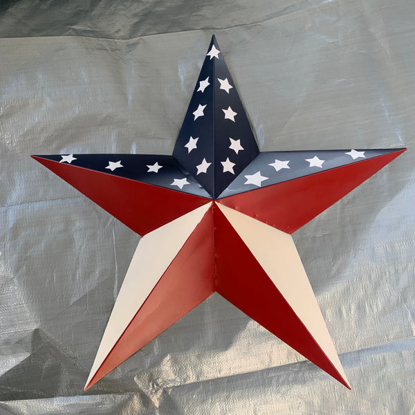 12",16",24",30",36" USA AMERICAN FLAG STAR RED WHITE & BLUE METAL BARN STAR METAL WALL ART HANDMADE