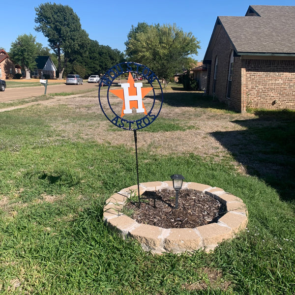 12",18",24",32", 36" HOUSTON ASTROS ON STAKE CUSTOM METAL VINTAGE CRAFT GARDEN SIGN HANDMADE