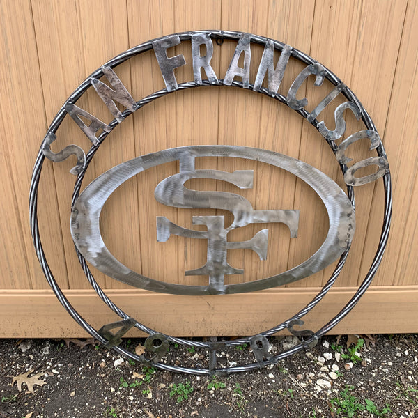 36" SAN FRANCISCO 49ERS CUSTOM RAW METAL VINTAGE CRAFT TEAM SIGN HAND MADE IN USA
