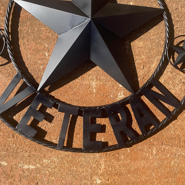 US ARMY VETERAN BARN STAR METAL LONESTAR CUSTOM NAME STAR WESTERN HOME DECOR RUSTIC BLACK  24",32",36",50"