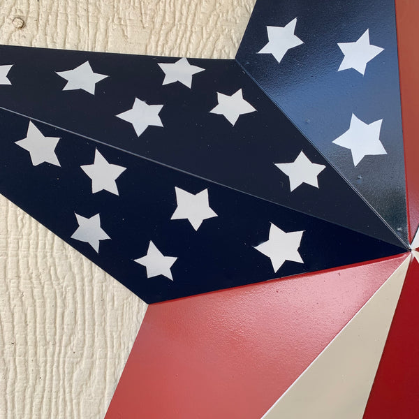 USA FLAG STAR STYLE# 5 RED WHITE & BLUE AMERICANA METAL BARN STAR WALL ART HANDMADE TO ORDER NEW