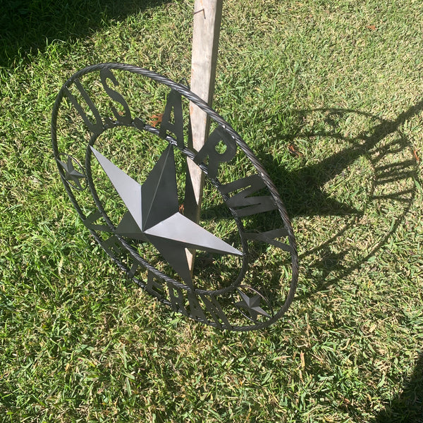 US ARMY VETERAN BARN STAR METAL LONESTAR CUSTOM NAME STAR WESTERN HOME DECOR RUSTIC BLACK  24",32",36",50"