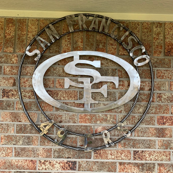 36" SAN FRANCISCO 49ERS CUSTOM RAW METAL VINTAGE CRAFT TEAM SIGN HAND MADE IN USA