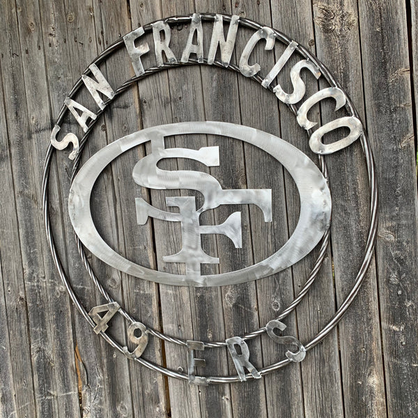36" SAN FRANCISCO 49ERS CUSTOM RAW METAL VINTAGE CRAFT TEAM SIGN HAND MADE IN USA