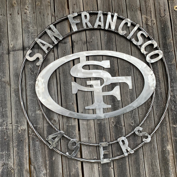 36" SAN FRANCISCO 49ERS CUSTOM RAW METAL VINTAGE CRAFT TEAM SIGN HAND MADE IN USA