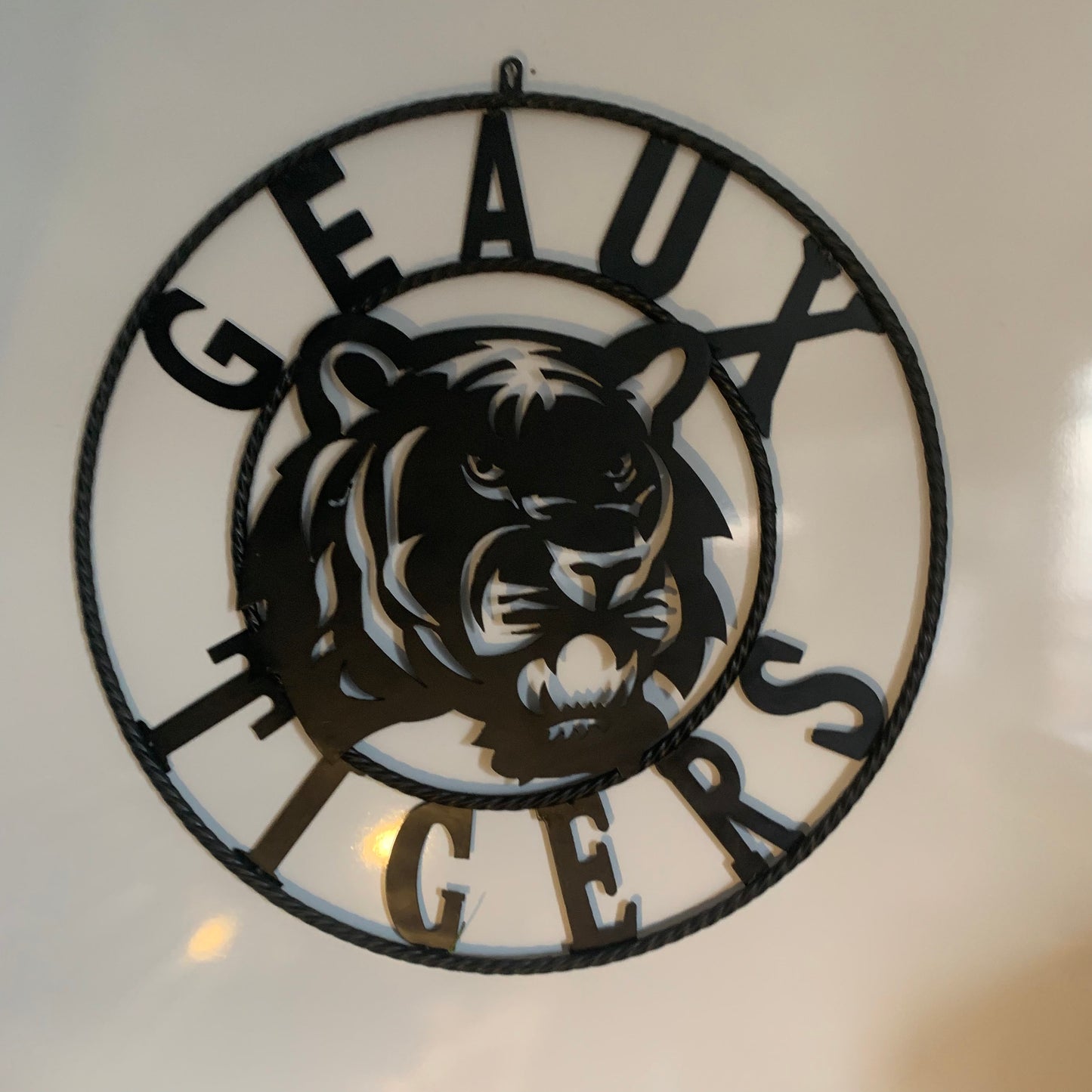 GEAUX TIGERS BLACK CUSTOM METAL VINTAGE CRAFT SIGN TEAM HANDMADE