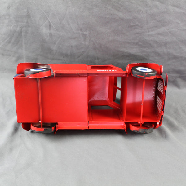 USA FREEDOM RED TRUCK 12" PICKUP TRUCK METAL ART FIGURINE VINTAGE WESTERN HOME DECOR HANDMADE  #EH12863