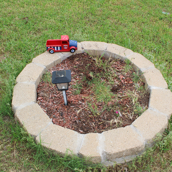 USA FREEDOM RED TRUCK 12" PICKUP TRUCK METAL ART FIGURINE VINTAGE WESTERN HOME DECOR HANDMADE  #EH12863