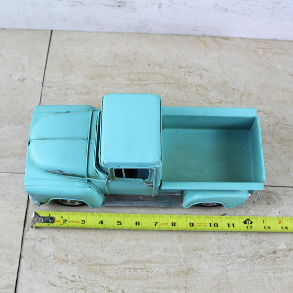 TURQUOISE TRUCK 13" PICKUP TRUCK METAL ART FIGURINE VINTAGE ART WESTERN HOME DECOR HANDMADE  #EH12860