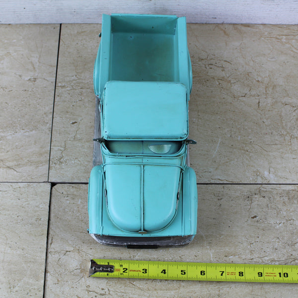 TURQUOISE TRUCK 13" PICKUP TRUCK METAL ART FIGURINE VINTAGE ART WESTERN HOME DECOR HANDMADE  #EH12860
