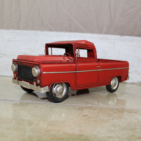 RED TRUCK 10" PICKUP TRUCK METAL ART FIGURINE VINTAGE WESTERN HOME DECOR HANDMADE  #EH12858