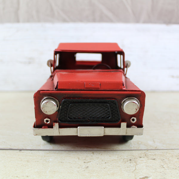 RED TRUCK 10" PICKUP TRUCK METAL ART FIGURINE VINTAGE WESTERN HOME DECOR HANDMADE  #EH12858