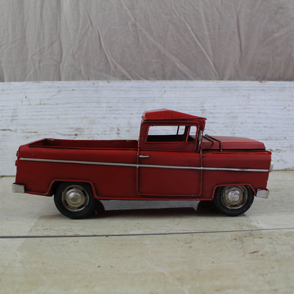 RED TRUCK 10" PICKUP TRUCK METAL ART FIGURINE VINTAGE WESTERN HOME DECOR HANDMADE  #EH12858