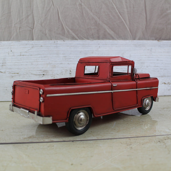 RED TRUCK 10" PICKUP TRUCK METAL ART FIGURINE VINTAGE WESTERN HOME DECOR HANDMADE  #EH12858